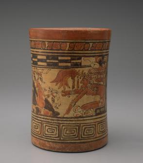 Cylinder vase depicting scribes in the Underworld