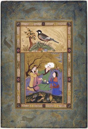 A White-eared Bulbul; Lovers in a Garden