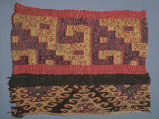 Tapestry fragment: step frets and scrolls