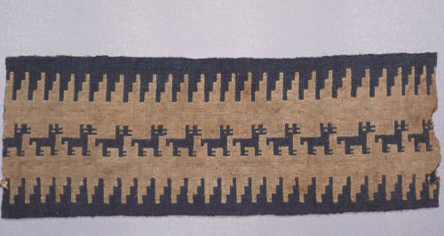 Textile fragment with blue llamas