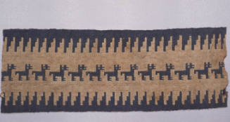 Textile fragment with blue llamas