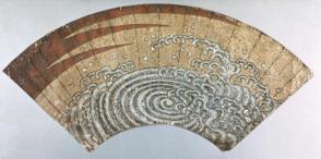 Noh dance fan with waves