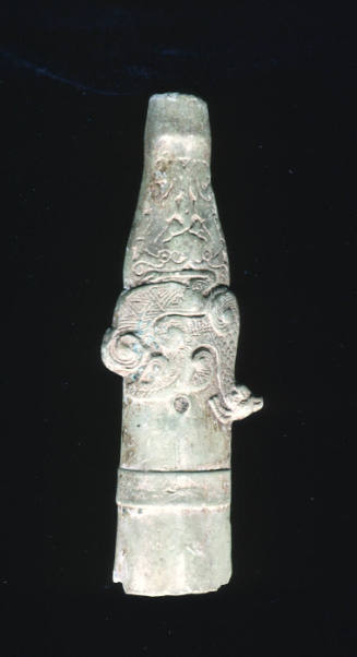 Bronze finial; relief bird design