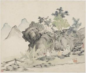 Landscape, Human Figures, and Flowers