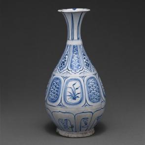 Vase with floral and wave design
