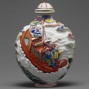 Snuff bottle with the “Eight Barbarians Bearing Tribute” (Baman jin bao)