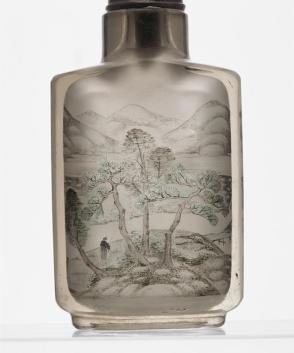 Inside-painted snuff bottle with riverscape