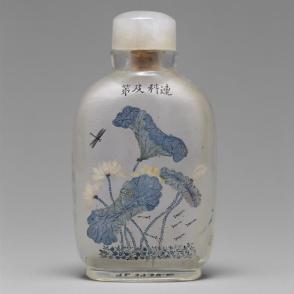 Inside-painted snuff bottle with blossoming lotus