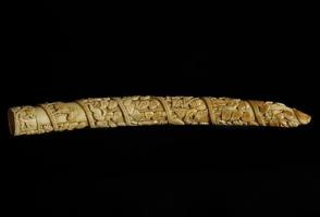 Carved Ivory Tusk Depicting the Slave Trade