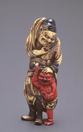 Netsuke modelled as Shoki with an oni