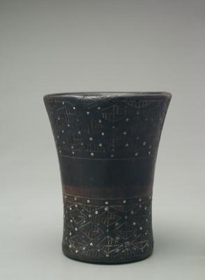 Kero (drinking cup) inlaid with silver studs