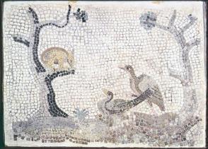 Mosaic:  Two Birds, Rabbit in Tree