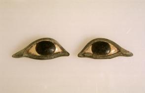 Pair of eyes from an inlaid statue or coffin