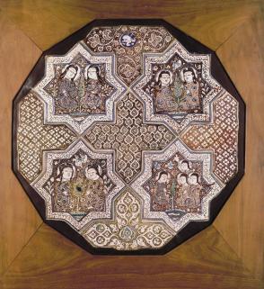 Tile with star medallions with lovers