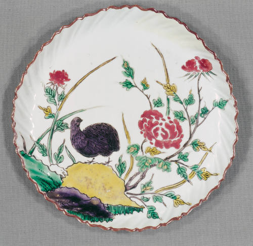 Plate with quail and peonies