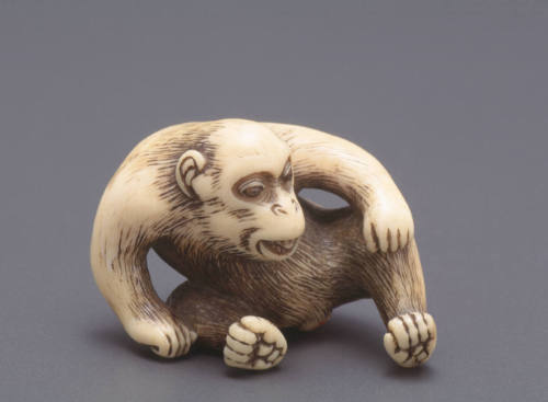 Netsuke modelled as a seated monkey