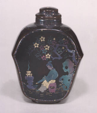 Snuff bottle:  Woman Standing in a Garden; Woman Seated in Garden