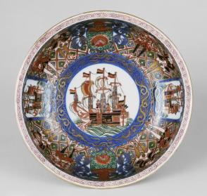 Imari bowl; Sailing vessels and Dutchmen