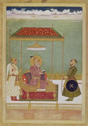 Portrait of Shah Aurangzeb with a man, possibly Ashraf Khan
