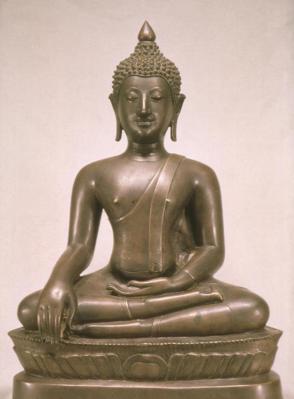 Seated Buddha in earth-touching gesture (mudra)