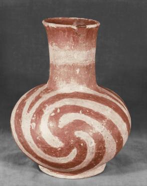 Bottle, spiral painted decoration