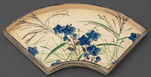 Fan-shaped dish, bellflower design