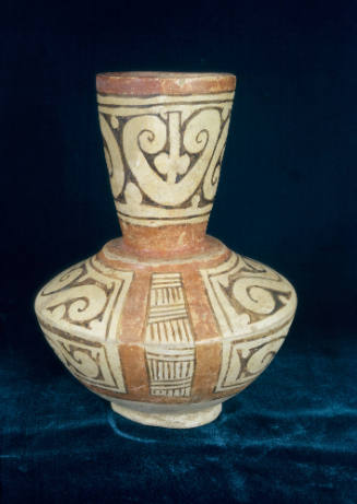 Bottle, painted scroll design