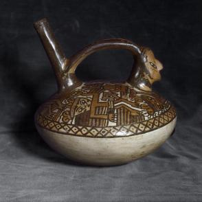 Whistling vessel:  falling figures, corpses and trophy heads