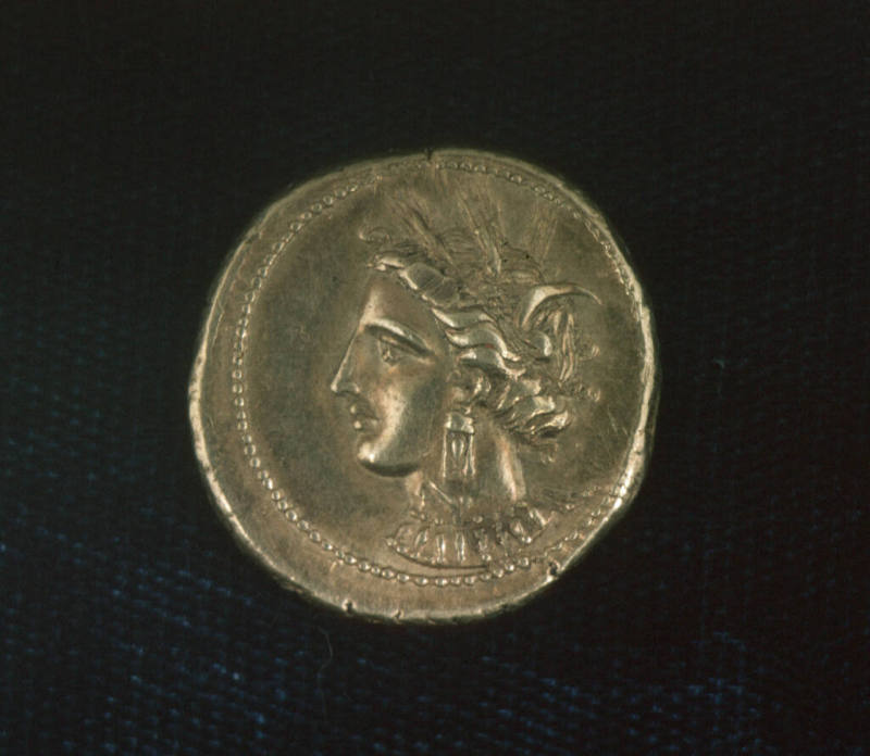 Stater with head of Tanit (obv.) and horse (rev.)