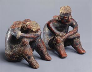 Man and woman, seated pair:  man