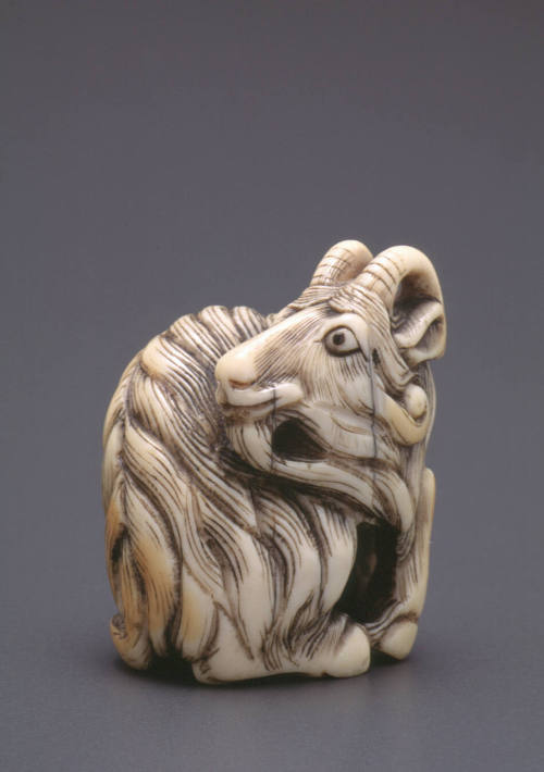 Netsuke modelled as a ram