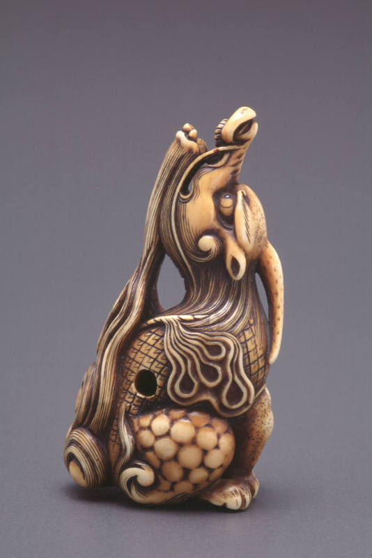 Netsuke modelled as a unicorn