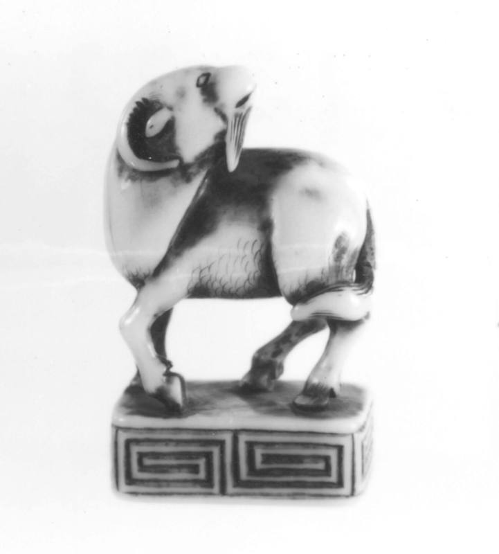 Netsuke modelled as a ram