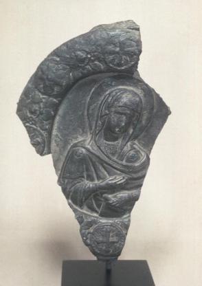 Relief fragment:  Virgin Mary With A Gesture Of Prayer