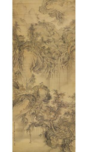 Landscape with figures, bees and monkeys