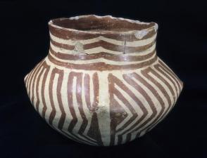 Jar with painted geometric design