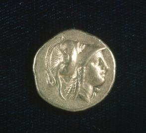 Attic stater with Athena in Corinthian helmet (obv.) and Nike (rev.)