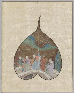 Bodhi leaf with Luohan painting