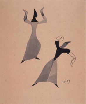 Costume Design Sketch: Two Female Dancers