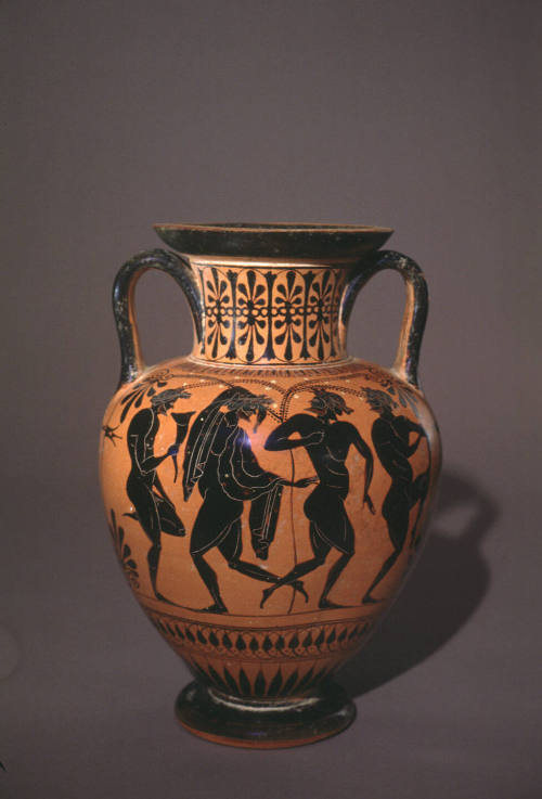 Black-Figure Amphora, (two handled vessel) with Dionysiac revels