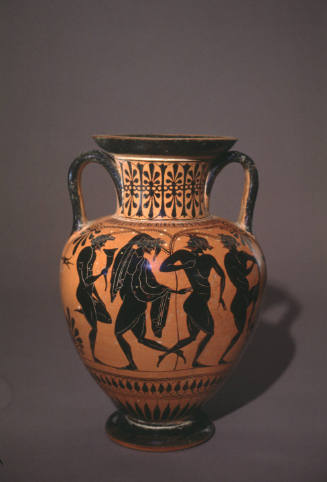 Black-Figure Amphora, (two handled vessel) with Dionysiac revels
