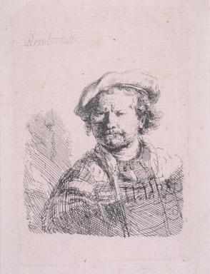 Self-Portrait in a Flat Cap and Embroidered Dress