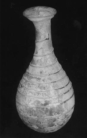 Bottle with spiral thread decoration