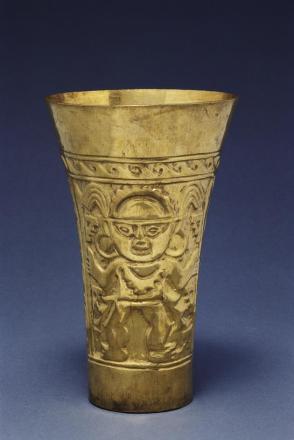 Vessel with repoussé supernatural figure