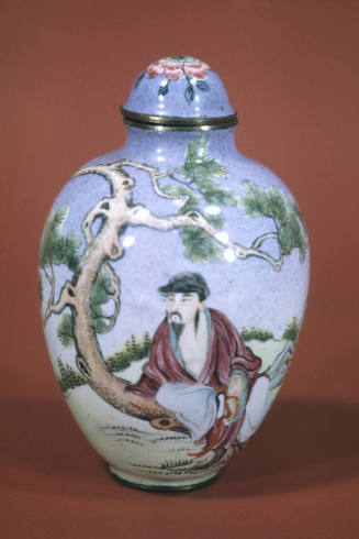 Snuff bottle:  Sage Seated on Trunk of Pine Tree