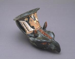 Rhyton (drinking vessel) in the form of a Griffin with Design of Nike on an Eros