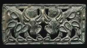 Plaque; Confronted Yaks