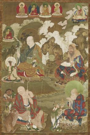 Four Luohans with Buddhas and Attendants
