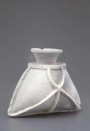 Sueki vase in shape of leather bag