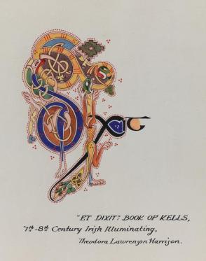 Illumination: “Et Dixit” from the Book of Kells, 7th-8th Century Irish Illuminating, from the series, Examples of Illumination and Heraldry, Federal Public Works of Art Project, Region #16, Washington State